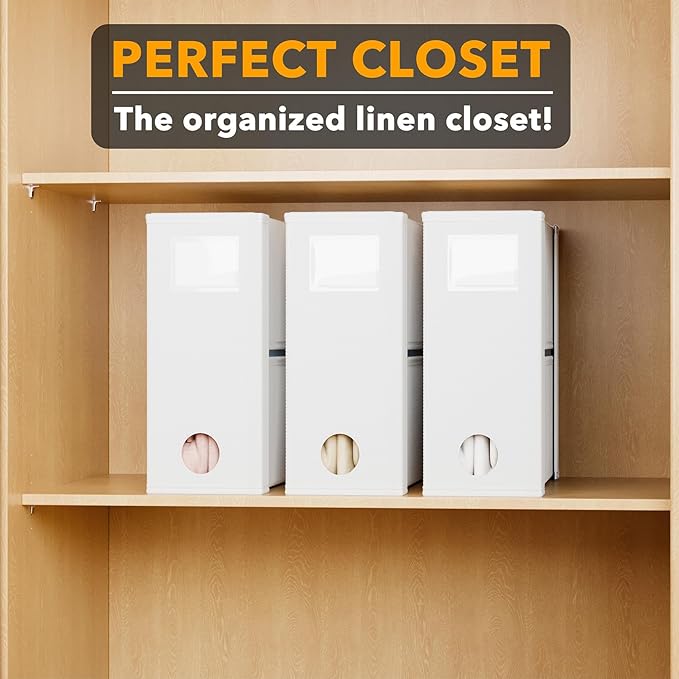 SpaceAid 3 Pack Bed Sheet Organizers and Storage, Foldable Sheet Organizer for Linen Closet, Sheets Set Folder Keeper with Wi