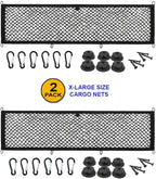[2 PACK] JAVOedge Extra Large Cargo Net for Car, SUV, Truck, RV, Boat – Elastic Storage Mesh Organizer with Built‑In Hooks, 12 Screws & 12 Carabiners – Heavy‑Duty Trunk Cargo Net & Vehicle Storage Bag