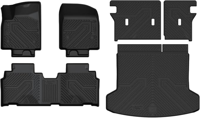 LASFIT Floor Mats & Trunk Mat & Backrest Mats for Acura Zdx 2024 2025 Cargo Mat All Weather TPE Mats Custom Fit Floor Liner for Mdx 1st & 2nd & 3rd Row Car Mats & Cargo Liner, Black, Easy to Clean