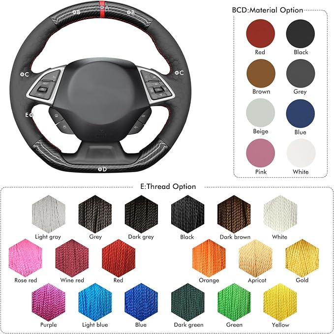 MEWANT Hand Stitched Steering Wheel Cover Wrap for Chevrolet Camaro 2017-2022 Steering Wheel Accessories for Chevrolet Camaro 2017-2022