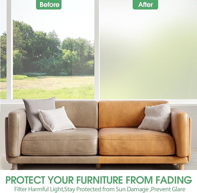 STATINT Frosted Window Privacy Film Sun Blocking Anti UV Window Clings Bathroom Non Adhesive Static Cling Glass Stickers for Home and Business,23.6 Inch X 13.1 Feet