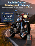 Smart Tire Inflator Portable Air Compressor, APP Control Air Pump For Car Tires, 10000mAh, 4X Faster 150PSI Bike Pump with All-in-One Storage, LED Light & Auto Shut-Off for Motorcycles