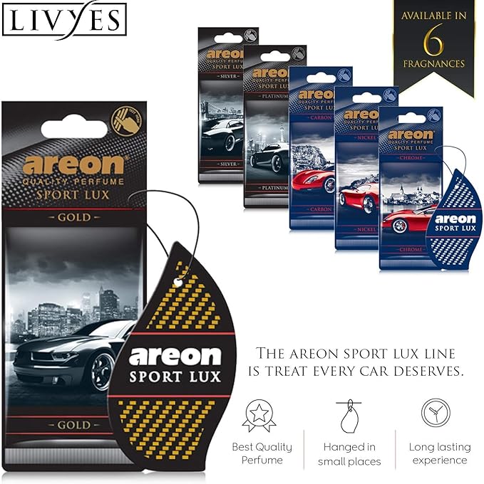 AREON SL02 Sport LUX Cardboard Air Freshener, Silver, 12 Pack