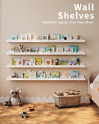 Shario Nursery Book Shelves, 4-Pack White Floating Shelves for Wall Kids, Scalloped Shelves, Wall Book Shelves for Bedroom Ki