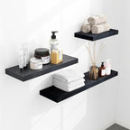 Fun Memories Floating Shelves - 2 Pack 9.3 Inch Deep Rustic Wooden Wall Shelves - Wall Mounted Storage Shelf with Invisible B