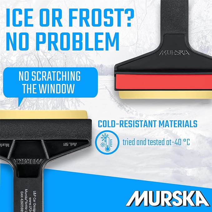 Car Ice Scraper Brass Blade - Fast, Effortless, efficient & Easy - Brass Ice Scrapers for Car Windshield Ice Scraper - Brass Ice Scraper for Car - Original Murska from Europe - Winter A053 Black Red