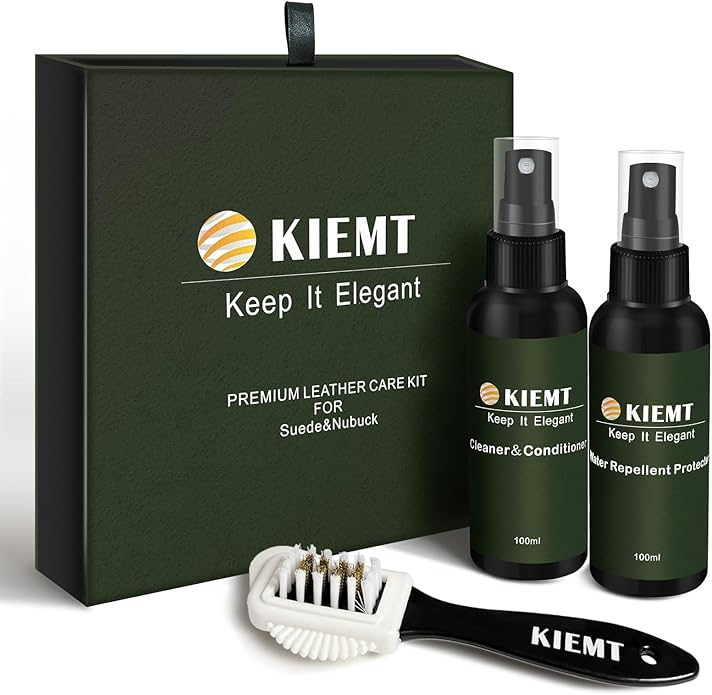 KIEMT Premium Suede and Nubuck Care kit,Leather Cleaner and Conditioner,Suede Protector Spray,Double Face Leather,Suede Clean