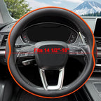 HAOTULE Leather Steering Wheel Cover， with Anti-Slip Stripe Design - Enhanced Grip, Fashion Style, Safe, Non-Slip, Breathable