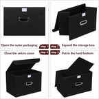 STOREONE Fabric Storage Cube Bins Foldable Organizer Container Collapsible Basket with Lids and Metal Handles, for Home, Bedr