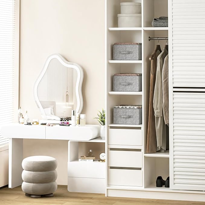 Fixwal 4pcs Wardrobe Clothes Organizer with Board Closet Organizers and Storage 6 Grids Divider Organizers Compartment Storag