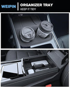 for 4PCS Double Layer Center Console Armrest Organizer&Cup Holder Insert&Wireless Mat Compatible with 2024-2026 Chevy Traverse