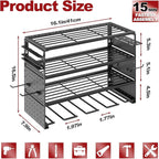 Power Tool Organizer Wall Mount - 4 Layer Metal Power Tool Storage Rack, Cordless Drill Holder with 4 Hooks, Utility Storage 