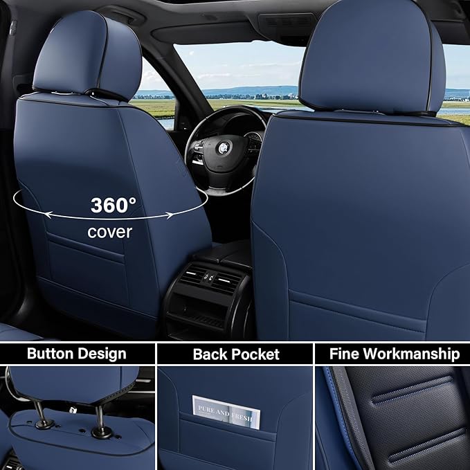Coverado Car Seat Covers, Front Covers for Cars, Car Seat Cover Front Seats, Car Seat Protector Waterproof, Leather Car Seat 