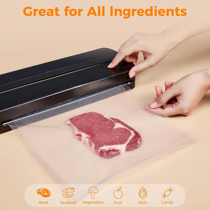Wevac Vacuum Sealer Bags 8x16' Rolls 6 pack for Food Saver, Seal a Meal, Weston. Commercial Grade, BPA Free, Heavy Duty, Grea