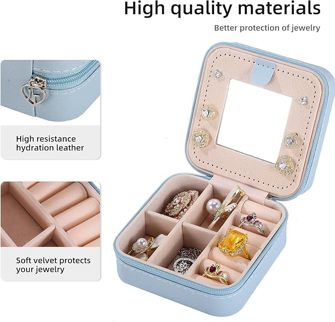 KElofoN Travel jewelry case Travel jewelry box Travel Jewelry Organizer Small Jewelry Organizer Box for Girls Women with Mirr