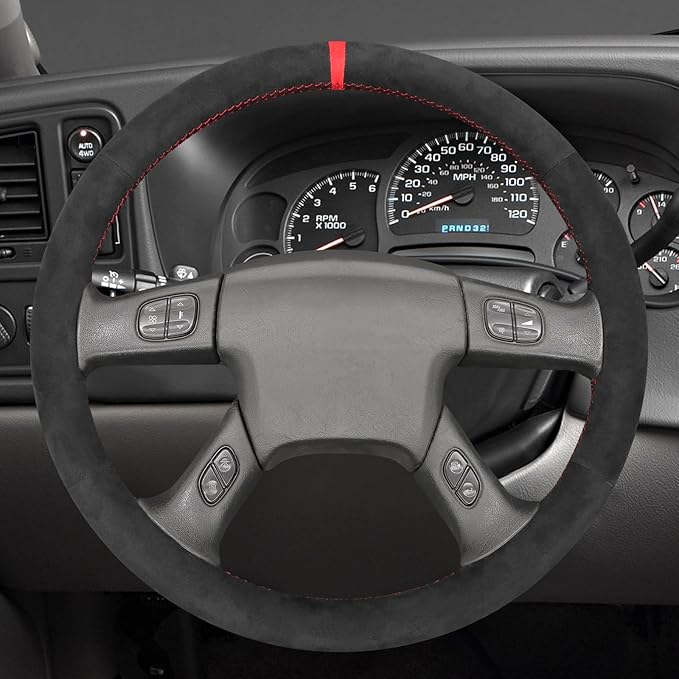 MEWANT Hand Stitched Steering Wheel Cover for Chevy Silverado 1500 2003-2006 Trailblazer 9040 Athsuede Steering Wrap