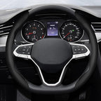 2-Piece Steering Wheel Cover, Carbon Fiber Segmented Steering Wheel Protector, Universal and Anti-Slip Durable Car Leather Pr