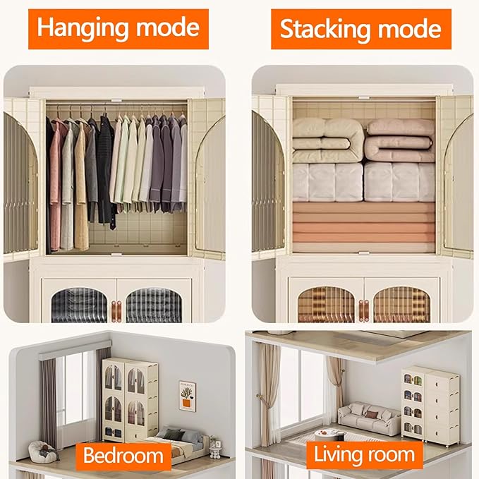 Heavy Duty Clothes Rack - Portable Foldable Wardrobe with Hanging Space on Wheels for Bedroom, Dorm, or Laundry Room Use, 81x