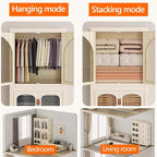 Heavy Duty Clothes Rack - Portable Foldable Wardrobe with Hanging Space on Wheels for Bedroom, Dorm, or Laundry Room Use, 81x