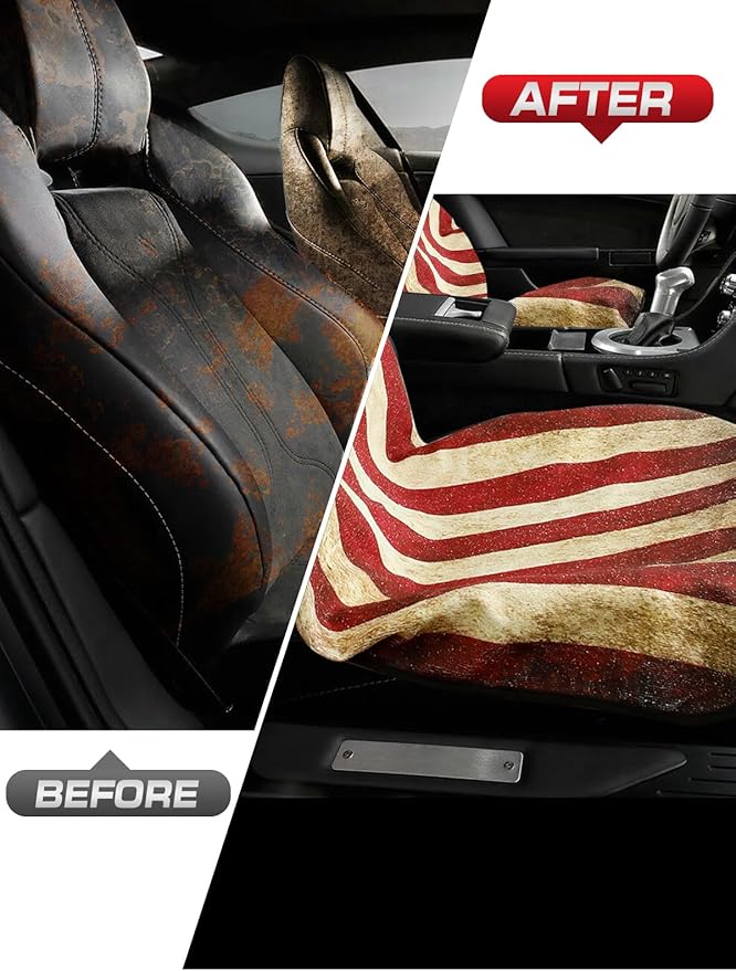 American Flag Car Seat Towel Protector (2-Pack), Waterproof Sweat-Proof Non-Slip Cover for SUV, Truck & Sedan, Patriotic Seat