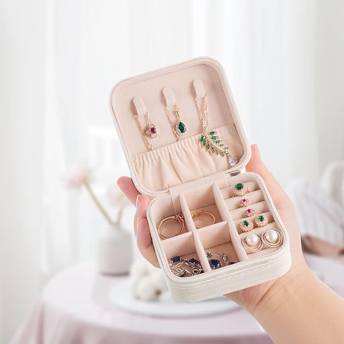5pack/PU Leather Travel Jewelry Case, Mini Jewelry Box, Small Jewelry Organizer Portable Display Jewelry Storage Case for Rin