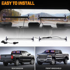 XRIDONSEN 2 in 1 Amber Blue Traffic Advisor Light Bar 144 LED Emergency Warning Safety Interior Windshield Dash Strobe Lights for Firefighter Police Construction Vehicles Trucks (2x17.7 inch)