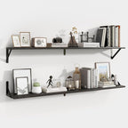 Axeman 48 Inch Floating Shelves | 8 Inch Deep Black Wall Shelves Set of 2 | 47.3" W x 8" D Rustic Black Wood Shelves for Bath