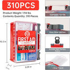 Professional First Aid Kit - 310 Piece HardCase Medical Kit for Home, Car, Camping, Travel, Hiking, Truck, Office, Sports, Ve