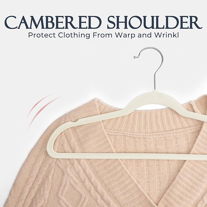 HOUSE DAY Ivory Velvet Hangers 40 Pack, Non Slip Clothes Felt Hanger Heavy Duty for Coat, Premium Slim Space Saving Suit Hang
