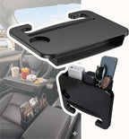 Steering Wheel Tray for Tesla Model 3 Y S X and Other Compact Cars, 2-in-1 Car Food Tray and Seat Gap Organizer, Compact Desk for Eating, Writing, Quick Work and Storage, Black