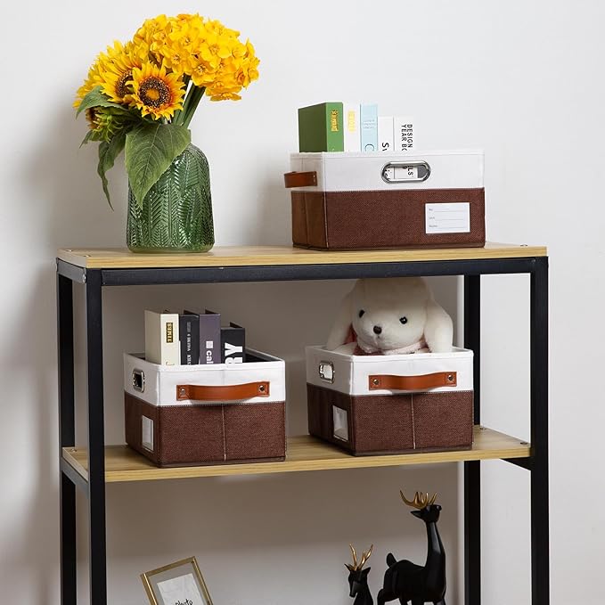 PRANDOM Foldable Storage Bins with Handles [3-Pack] Fabric Collapsible Storage Boxes Baskets Cubes Containers with Handles fo