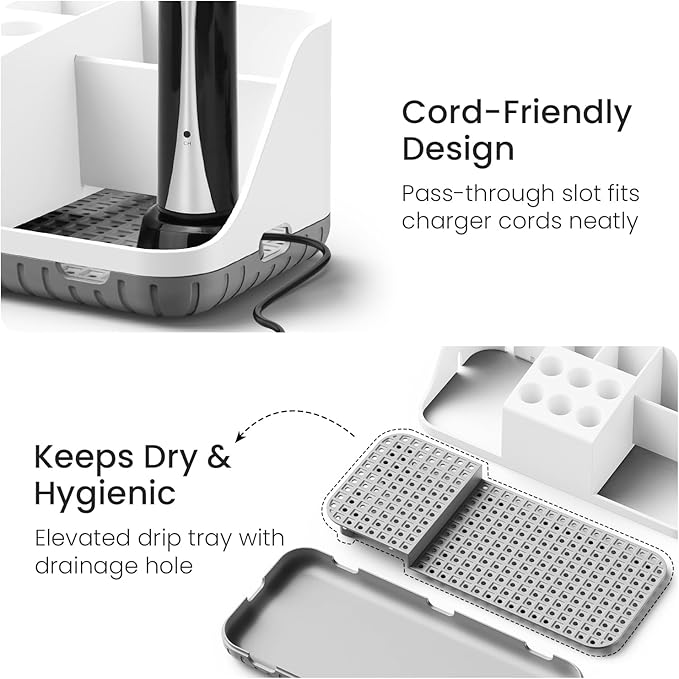 Boperzi Electric Toothbrush Holders with Cord Slots: Detachable Toothbrush and Toothpaste Holders, Large Tooth Brush Storage 