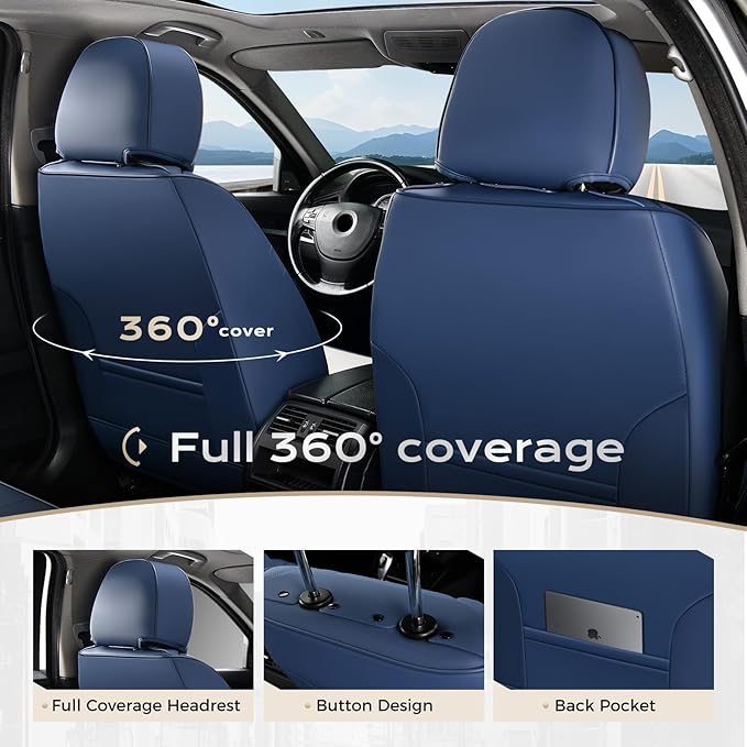 Coverado Seat Covers, Car Seat Covers Front Seats, Leather Seat Covers for Cars, Car Seat Protector Waterproof, Car Seat Cush