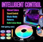 RGB LED Strip for Car Trunk Interior, Waterproof IP67 Multi-Color Car Trunk Lighting with Music Sync, Universal Car LED Strip Lights Decor