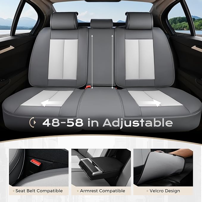 Coverado Car Seat Covers Full Set, Car Seat Protector Waterproof, Nappa Leather Car Seat Cushion, Seat Covers for Cars, Front