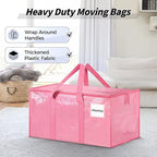 8 Pack Extra Large Heavy Duty Moving Bags, Pink Storage Bins with Lids, Reinforced Handles & Heavy-Duty Zippers Moving Boxes 