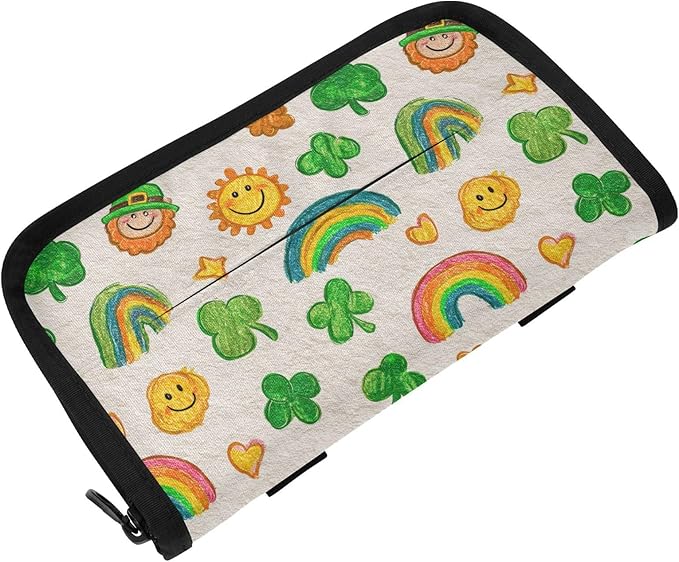 Car Tissue Holder Car Visor Organizer Tissue Box Holder for Car Sun Visor Organizer with Car Vehicle Accessories Essentials Interior for Women Men Light Leprechaun Clovers St.Patrick Rainbows