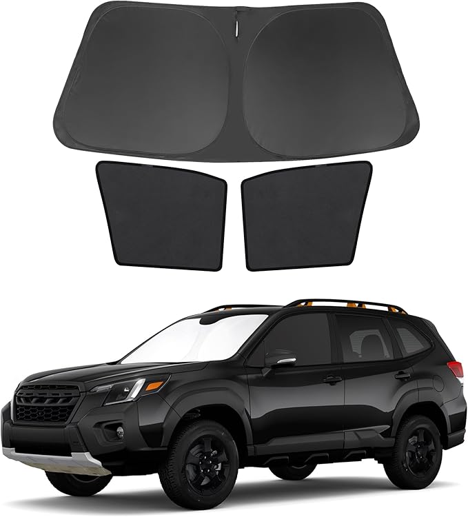 3PCS Car Window Shades Front Windshield Sun Shade Foldable Window Shade Custom Fit for 2019-2024 Subaru Forester Accessories Car Shades for Front Windows Anti-UV Rays Block Heat