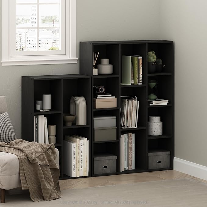 Furinno LUDER Book Shelf, 5-Cube Bookshelf, Reversible Bookcase, 9.4 x 19.5 x 31.5, Easy Assembly, for Living Room, Bedroom, 