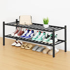 Smiry Shoe Rack, 2 Tier Long Bamboo Shoe Organizer, Stackable Free Standing Wooden Shoe Storage Shelf for Closet, Entryway, F