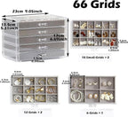 YUFONG Jewelry Organizer with 5 Drawers Clear Acrylic Earring Display Case Velvet Jewelry Storage Box Display Holder for Earr