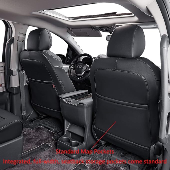 EKR Sienna Seat Covers for Toyota Sienna LE,XLE,XLE Plus 8-Passenger Seating 2021 2022 2023 2024 2025 2026,Front Seat and Rea