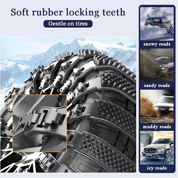 16PCS Snow Chains for Car Tires for BMW M4 2015–2025, Portable Reusable Safety Chains, Helps Improve Traction on Winter and M