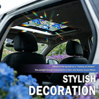 39.37×16.92 Inch Car Sunroof Stained Glass Window Film,Stylish Sunroof Sticker Static Cling Privacy Film Sun Protection,Stained Glass Sunroofs Films Car Interior Accessories
