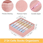 Joyoldelf Sock Organizer Drawer Organizer - 2 Packs Underwear Organizer, 24 Cells Collapsible Closet Organizers and Storage S