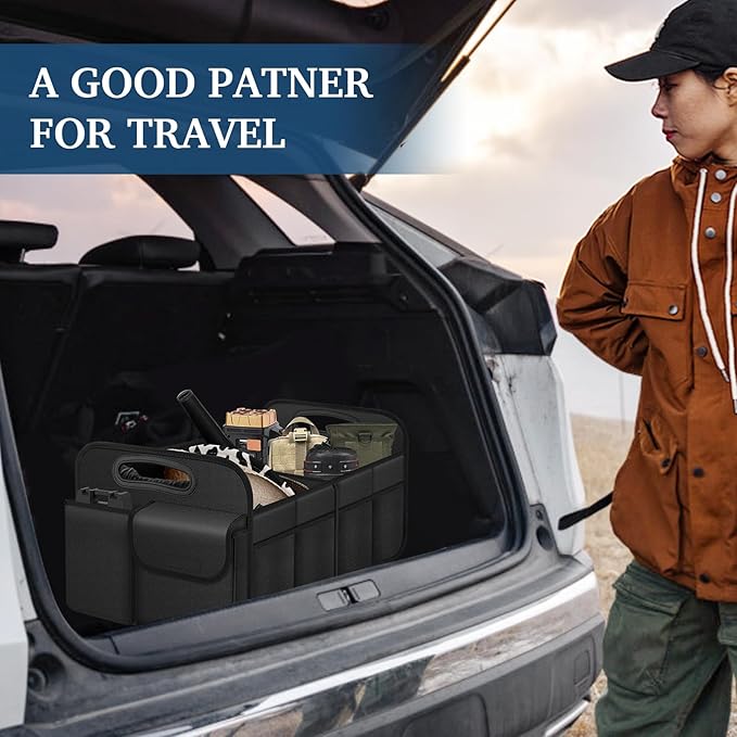 Femuar Car Trunk Organizer with Large Capacity Waterproof Car Accessories for Women & Men, Collapsible Trunk Organizer for Suv