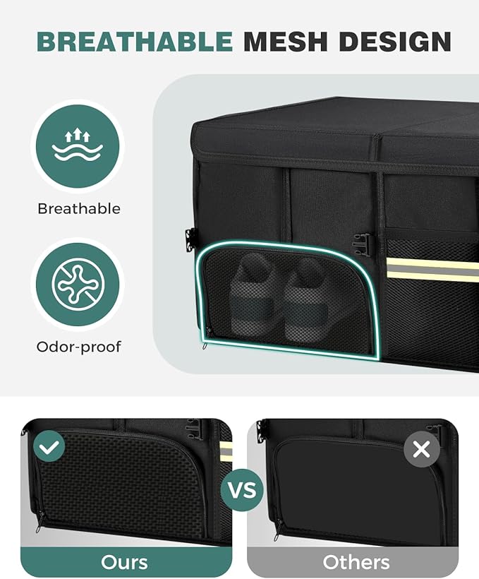 FLORICH Trunk Organizer with Breathable Shoe Storage for Suv, Waterproof Car Organizers Collapsible, Large Trunk Organizer Bac