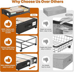 Under Bed Storage with Wheels,XXL 60L Under Bed Storage Containers with Clear Lids, Rolling Under Bed Metal Drawer for Clothe