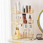 shuang qing 3-Tier Corner Bathroom Counter Organizer – Classic Storage Shelf for Makeup, Perfume & Toiletries, Space-Saving C
