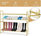 KEETDY 2-Tier Long Shoe Rack for Closet Metal Shoe Organizer for Entryway, Wide Stackable Shoe Storage Shelf with Sturdy Wire